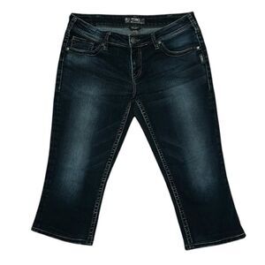 Silver Aiko Kick Flare Capri Jeans